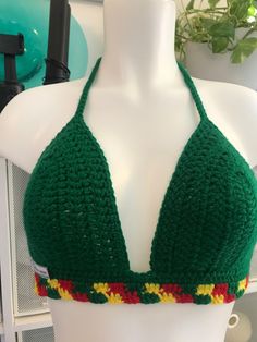 Handmade Crochet Top 100% Acrylic yarn 1 of 1 Top  Size: S/M (6 in. Cup) Can fit sizes 36A, 34-36B, 32-34C, 32D Green Crochet Stretch Top, Green Stretch Crochet Top, Fitted Green Crochet Trim Top, Green Fitted Crochet Top, Handmade Fitted Crochet Top, Handmade Fitted Crochet Yarn Top, Green Fitted Crochet Top For Festival, Fitted Green Crochet Top For Festival, Handmade Fitted Green Tops