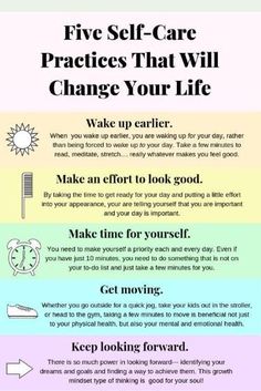 five self care practices that will change your life infographical poster with text overlay