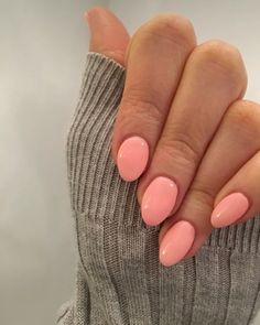 #nails #color #inspiration Summer Color Almond Nails, Sold Color Almond Nails, Salon Dip Nail Colors, Simple Peach Nails, Summer Gel Nails Colors Simple, Nail Inspo Basic Color, Nails For A Vacation, Single Color Almond Nails, Oval Nails One Color