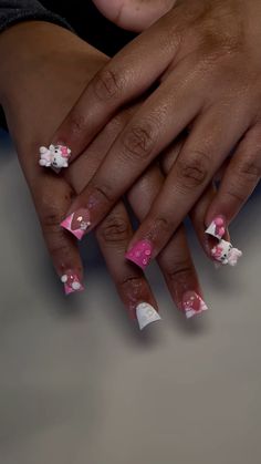 Short Nails Duck, Baddie Nail Sets, Cute Short Duck Nails, Extra Short Acrylic Nails, Pink Duck Nails, Short Duck Nails, Kylie Nails, Cute Short Nails, Black Acrylic Nails