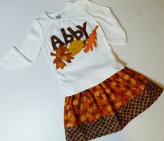 Thanksgiving Dresses, Thanksgiving Outfit Kids, Name Applique, Fall Applique, Fall Sewing Projects, Appliqué Ideas, Thanksgiving Dress, Holiday Sewing, Fall Sewing