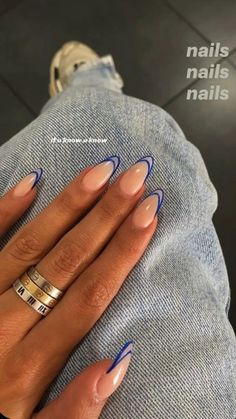 Basic Nails, Her Nails, Round Nails, Short Acrylic Nails, Cute Acrylic Nails, Blue Nails, Trendy Nails, Almond Nails