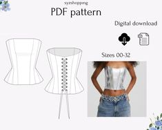 corset pattern | easy woman pattern | corset sewing pattern  Files containing patterns in PDF format Print in LETTER OR A4 page size on a home printer, on the first page you will find: The way to print so that it comes out in actual size, the order of assembling the pages and the SIZE CHART to choose the size, patterns also include seam allowance. --Files containing step-by-step instructions in PDF format.  Little delivery instant download Once the payment is confirmed, your files will be ready Over Bust Corset Pattern, Corset Top Pattern, Stays Pattern, Couture Corset, Pattern Corset, Pattern Drafting Tutorials, Corset Sewing, Corset Sewing Pattern, Corset Pattern