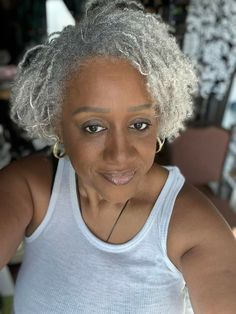 Natural Gray Hair Over 50 Black Women, Older Black Woman, Graying Gracefully, Color Locs, Loc Goals, Ash Grey Hair, Natural Locs