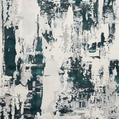 an abstract painting with green and white colors