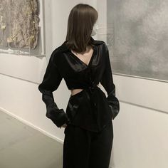 44488005124318|44488005157086|44488005189854 Black Long Sleeve Blouse For Spring, Casual Long Sleeve Blouse For Evening, Casual Long Sleeve Evening Blouse, Long Sleeve Solid Color Blouse For Night Out, Black V-neck Party Shirt, Solid Color Long Sleeve Shirt For Night Out, Chic Black Collared Blouse, Chic Black Collar Blouse, Chic Black Blouse With Collar