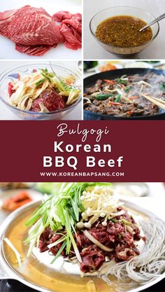 korean bbq beef is shown in this collage