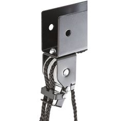 an image of a cable attached to a wall mounted device with two metal clips on each end