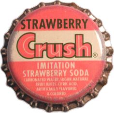 a close up of a bottle cap with the word crush written on it in red and white