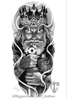 Gladiator Tattoo, Gothic Tattoos, Zeus Tattoo, Clock Tattoo Design, King Tattoos, Lion Tattoo Design, Greek Tattoos, Full Sleeve Tattoo