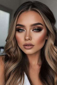 Graduation Makeup Ideas, Bridal Makeup Pictures, Engagement Photo Makeup, Stunning Makeup Looks, Wedding Ponytail, Glam Eye Makeup, Fall Wedding Makeup, Bronze Eye Makeup