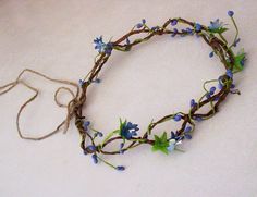 Fairy Flower Crown, Blue Flower Crown, Flower Wreath Hair, Bridal Hair Wreath, Wildflower Wreath, Wedding Hair Wreath, Fairy Crown, Fairy Hair