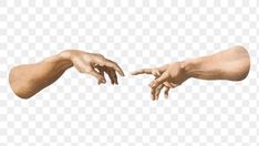 two hands touching each other with one hand pointing towards the other, hd png