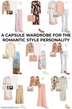 Girly Capsule Wardrobe, Romantic Style Outfit Casual, Romantic Style Aesthetic, Romantic Style Personality, Modern Romantic Fashion