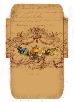 an image of a card with flowers and vines on it, in the shape of a heart