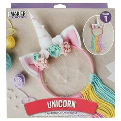 the unicorn headband is made out of yarn