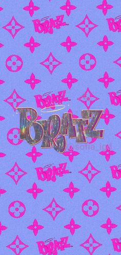 the word boss is surrounded by pink and purple letters on a blue background with hearts