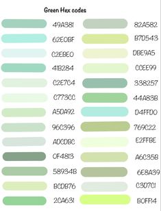 the color chart for green hues