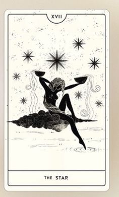 the star tarot card is shown in black and white