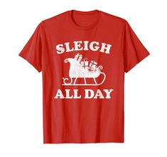 PRICES MAY VARY. Solid colors: 100% Cotton; Heather Grey: 90% Cotton, 10% Polyester; All Other Heathers: 50% Cotton, 50% Polyester Imported Pull On closure Machine Wash Sleigh All Day featuring a retro Christmas Santa Sleigh image in a vintage distressed style print for anyone who wants to be the hit of the Christmas Party! Check out our brand for more Happy Holidays or Ugly Christmas In July shirts for men and women! This funny adult humor Christmas in July party top makes a great gift for any Christmas Santa Sleigh, Christmas In July Party, Sleigh All Day, Santa Sleigh, July Party, Christmas In July, Party Tops, Shirts For Men, Retro Christmas