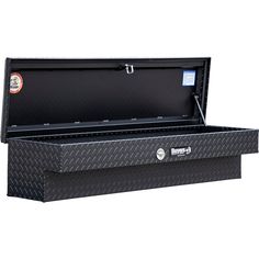 Access your tools directly from the truck side with this rail-mounted Lo-Sider truck tool box. The box mounts on your truck bed rails, keeping your tools easy to access and saving valuable storage space in the bed itself. These truck toolboxes are ideal for full-sized and compact pickups. Pair the Lo-Sider truck box with a Crossover, Saddle, or Gull Wing truck toolbox to maximize your truck bed storage. The durable and lightweight aluminum box is powder-coated matte black for superior corrosion resistance and style. The stainless steel push-button locks help your tools stay secure and accessible, and a weather-resistant seal keeps moisture and dirt away from your equipment. Mounting hardware included. Buyers Products 36-in 36-in x 16-in 16-in x 13-in 13-in Matte Black Diamond Tread Matte B Truck Tool Boxes, Truck Bed Rails, Truck Bed Storage, Truck Tools, Truck Boxes, Truck Tool Box, Aluminum Siding, Bed Rails, Truck Bed