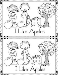 two coloring pages with the words i like apples and i like apples