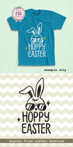 an easter bunny t - shirt with the words happy easter on it