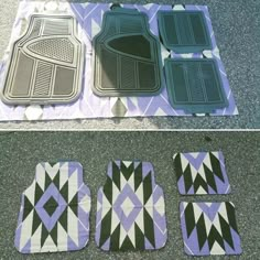 the floor mats have been made to look like they are in different colors and patterns