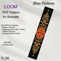 a bookmark with an ornate design on it and the text loom pattern for bracelets