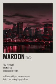 a city skyline with the words maroon on it