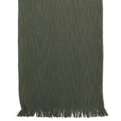 an olive green scarf with fringes