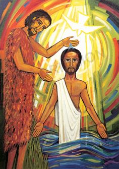 an image of jesus washing the man's head with water in front of him