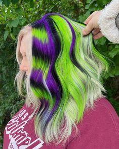 Halloween Hair Dye, Halloween Hair Color Ideas, Halloween Hair Color, Purple And Green Hair, Pulp Riot Hair Color, Inner Witch, Vivid Hair Color, Pulp Riot Hair