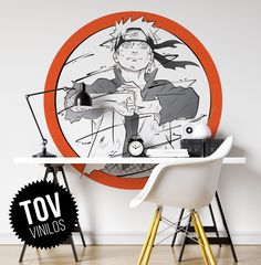 a wall mural with an image of naruto on it