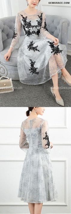 10% off now|Free shipping world-wide. Grey With Black Lace Women Wedding Party Dress With Sheer Sleeves at GemGrace. Click to learn our pro custom-made service for wedding dress, formal dress. View #WeddingGuestDresses for more ideas. Lace Dress For Wedding And Party Season, Gray Lace Evening Dress, Black Sheer Lace Dress For Wedding, Mother Of The Bride Lace Dress With Illusion Neckline, Lace Mother Of The Bride Dress For Banquet, Dress With Sheer Sleeves, Best Wedding Guest Dresses, For Wedding Dress, Wedding Party Dress