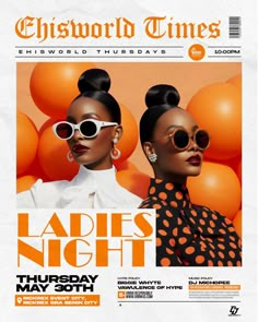 an advertisement for the world times magazine featuring two black women wearing sunglasses and polka dot dresses