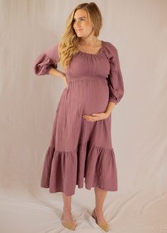 Eliza Maternity and Nursing Dress Modest Dress Patterns, Maternity Short Dress, Elastic Dress, Nursing Friendly Dress, Shirred Waist Dress, Cotton Gauze Dress, Cotton Gauze Fabric, Eliza Dress, Stylish Maternity Outfits