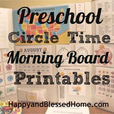 a bulletin board with the words preschool circle time morning board printables on it