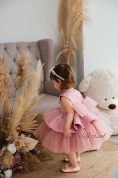 Baby Christening Outfit, Sparkle Birthday, Girls Communion Dresses, Tulle Flower Girl Dress, Special Occasion Gowns, Flower Girl Crown, Girls Couture, Tulle Flower Girl, Girls Pageant Dresses