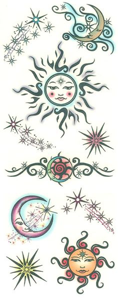 sun, moon and stars tattoo designs