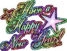 an image of happy new year with stars in the middle and words below it that spell out