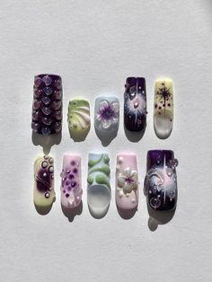 Japanese Style Nail Art, Slime Nail Art, Complex Nail Designs, 4d Nail Art, Weird Nails, Textured Nails, Alien Nails, Bubble Nails, Art Markers