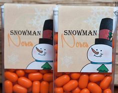 two bags of candy with snowman on them