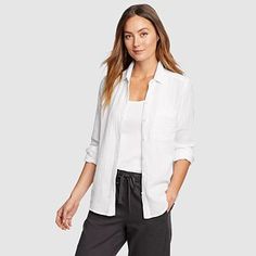 Women's Carry-on Button-down Shirt Relaxed Fit Long Sleeve Camp Shirt For Vacation, Casual Shirt With Pockets For Daywear, Summer Travel Cotton Shirt, Casual Fall Camp Shirt With Relaxed Fit, Cotton Shirt For Fall Vacation, Casual Camp Shirt For Spring, Summer Travel Cotton Tops, Casual Camp Shirt For Spring Daywear, Casual Relaxed Fit Camp Shirt For Daywear