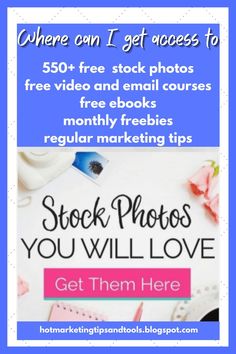 a sign that says stock photos you will love get them here