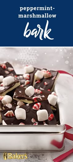 peppermint marshmallow bark recipe in a tin