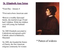 the portrait of st elizabeth ann sedon is shown in this image, and it appears to