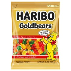 a bag of gummy bears with the word harbo goldbergs on it