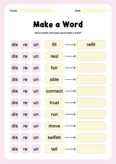 an english worksheet with words and pictures to describe the word make a word