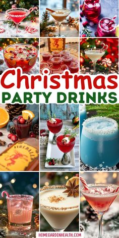 christmas party drinks collage with text overlay